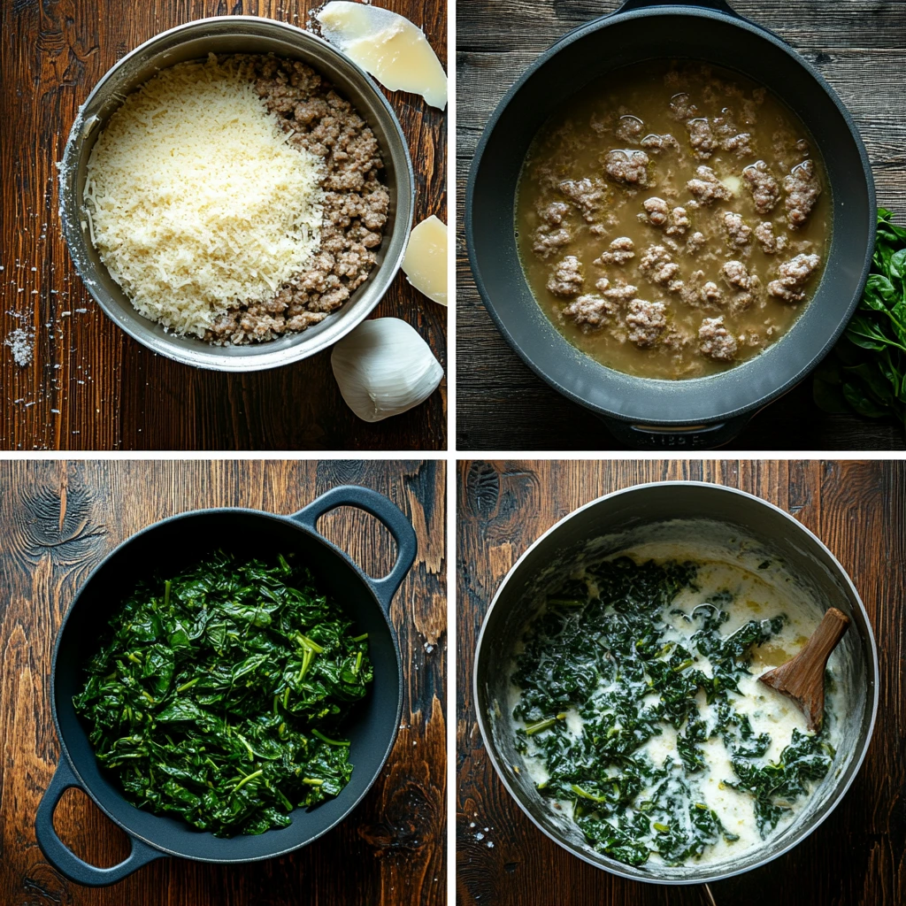 creamy parmesan italian sausage soup steps