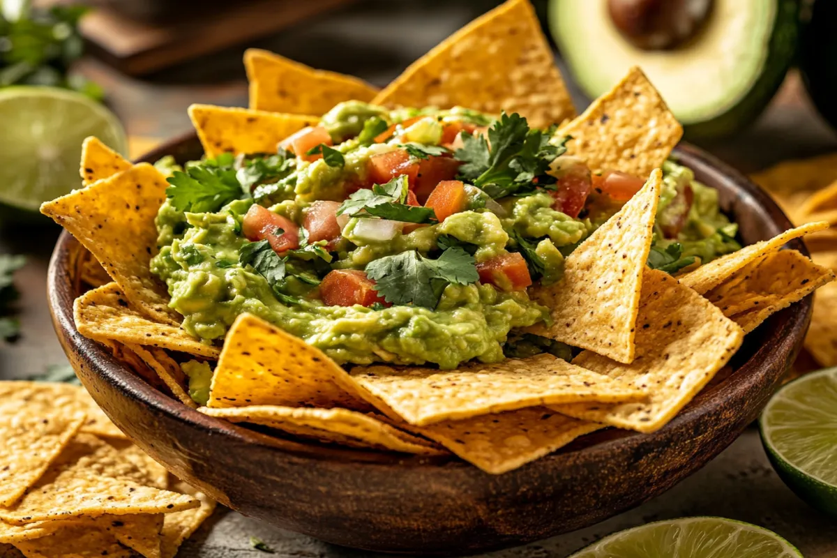 Fresh guacamole recipe with avocados and lime