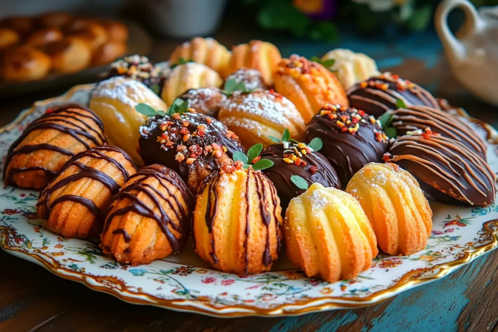 Lemon cream and chocolate-dipped Madeleines