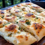 Soft and fluffy Greek yogurt garlic bread with butter and herbs.