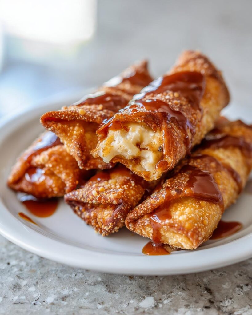 Cheesecake Egg Rolls With Caramel Sauce