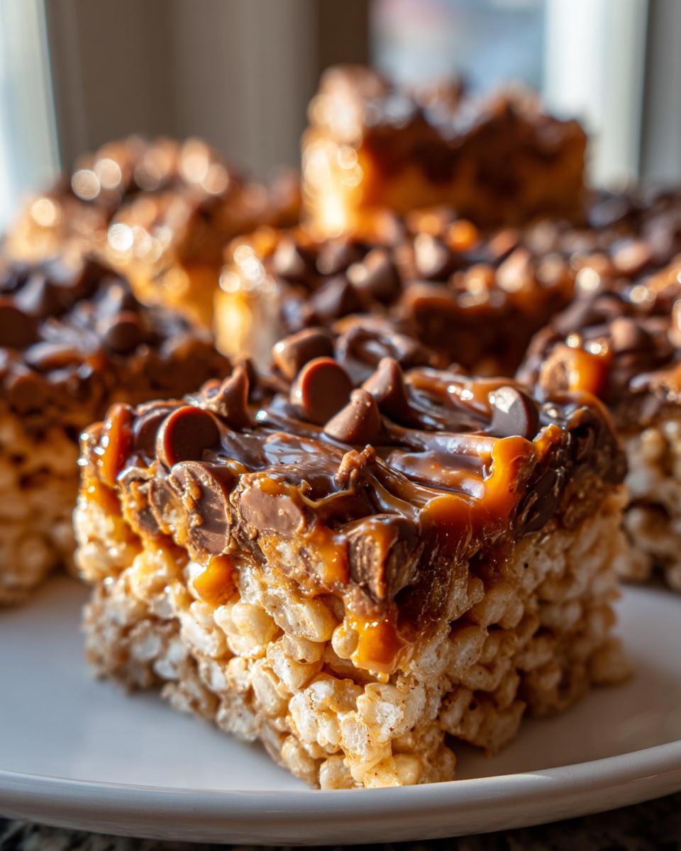 Chocolate Caramel Rice Krispie Treats Recipe