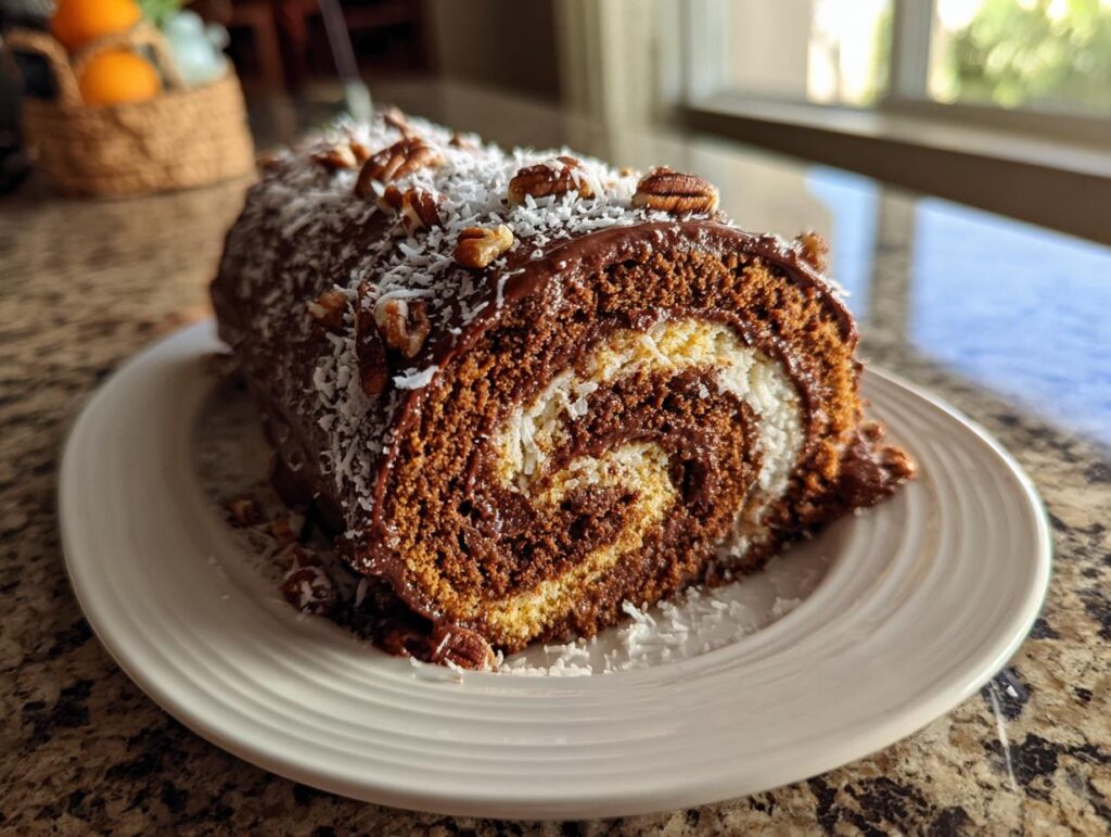 German Chocolate Cake Roll