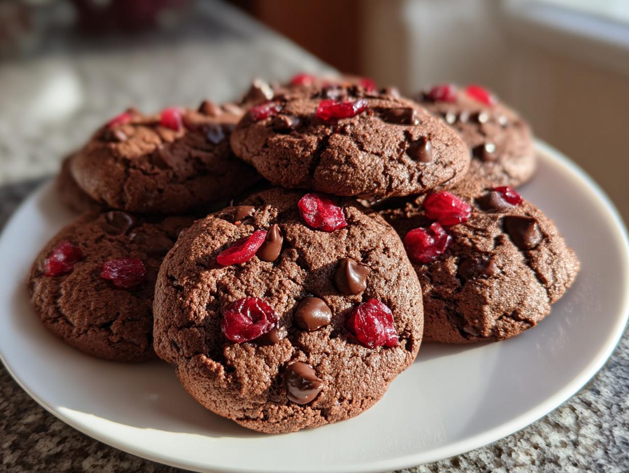 chocolate cherry cookies - detail 1