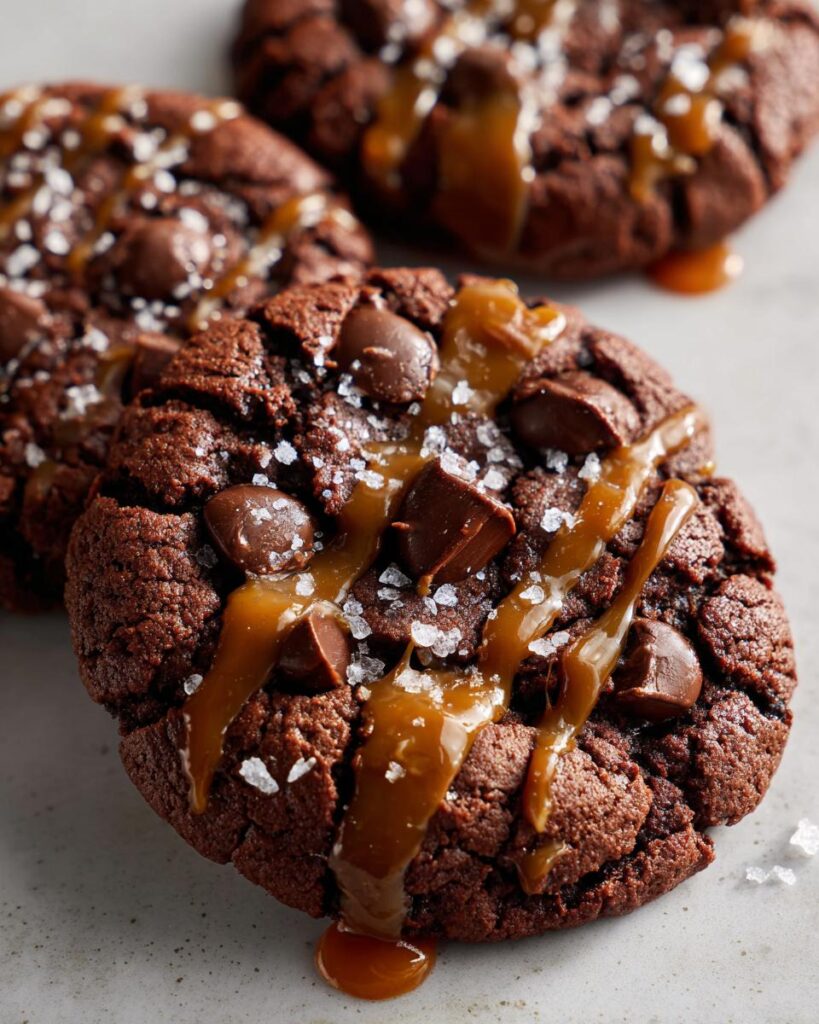 double chocolate salted caramel cookies recipe
