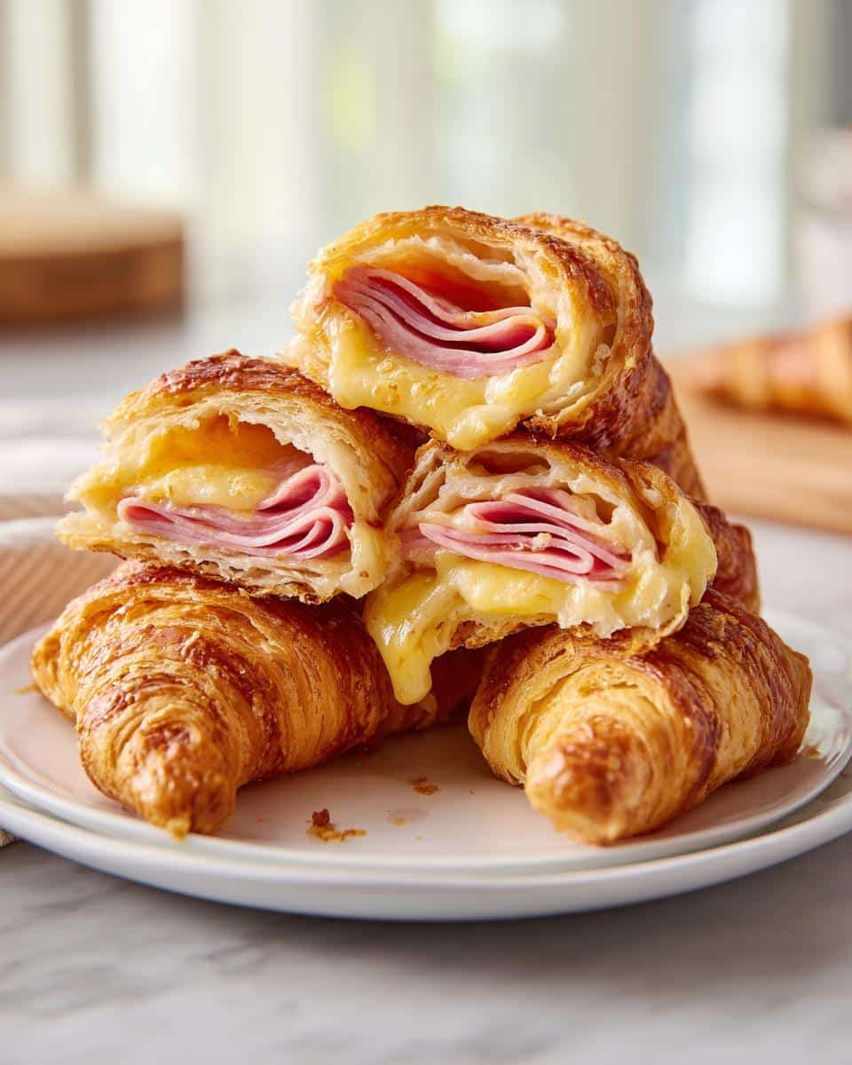 Baked Ham and Cheese Croissants