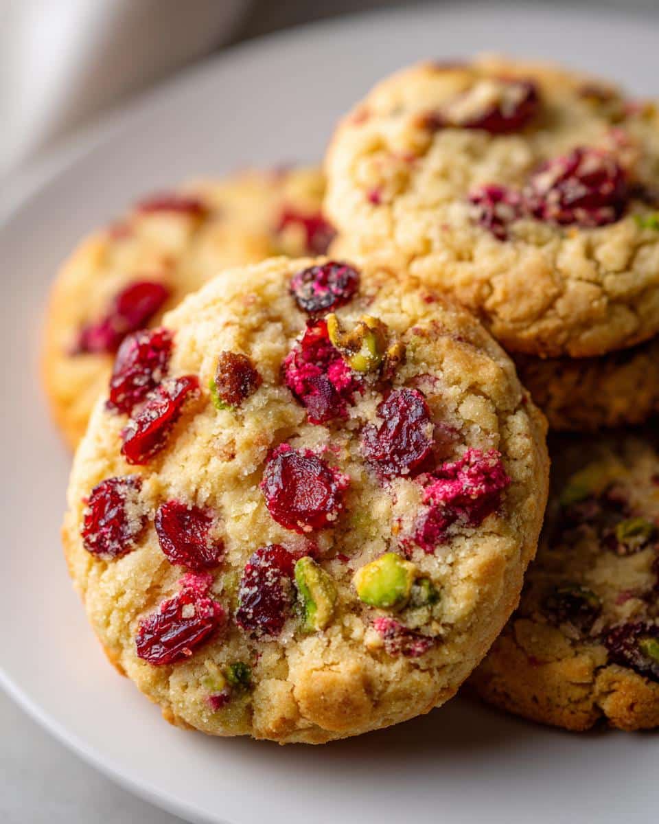 Cranberry Pistachio Shortbread Cookies