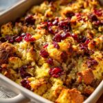Cranberry Sausage Stuffing Breakfast Casserole