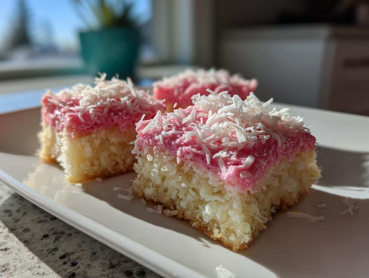 Pink Coconut Snowball Cake Bars - detail 1