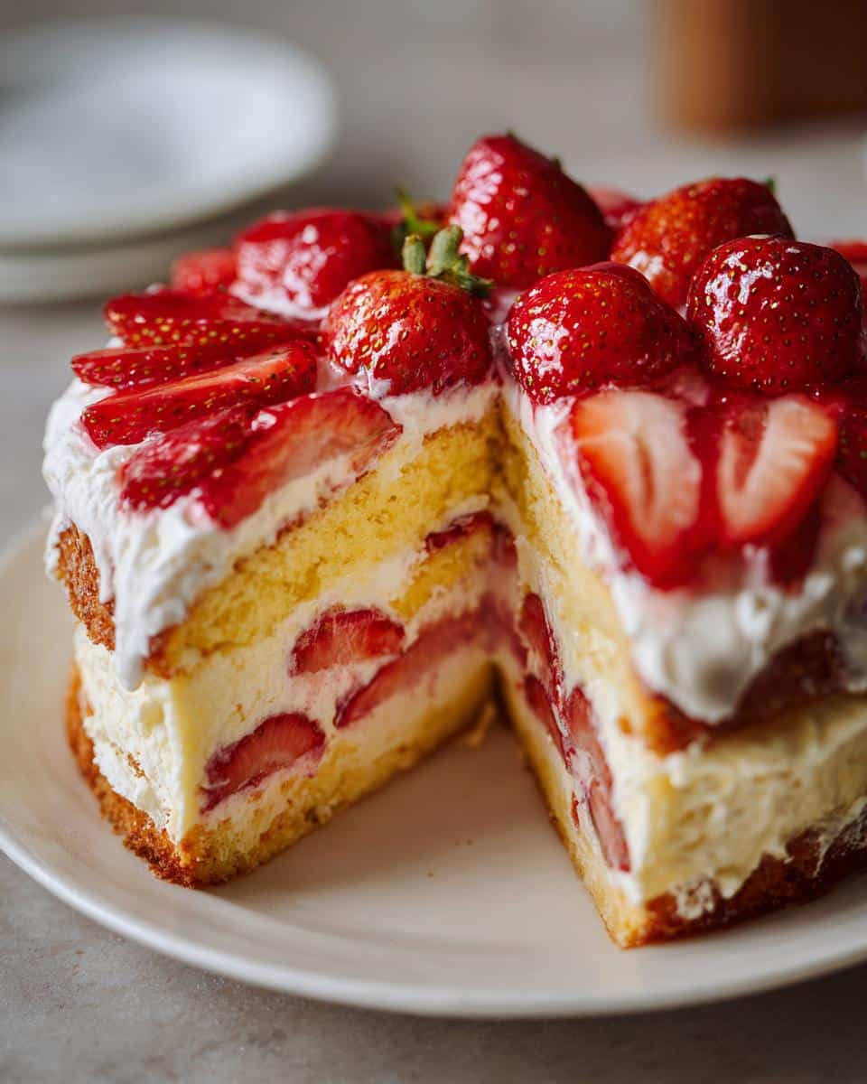 Strawberry Custard Delight Cake