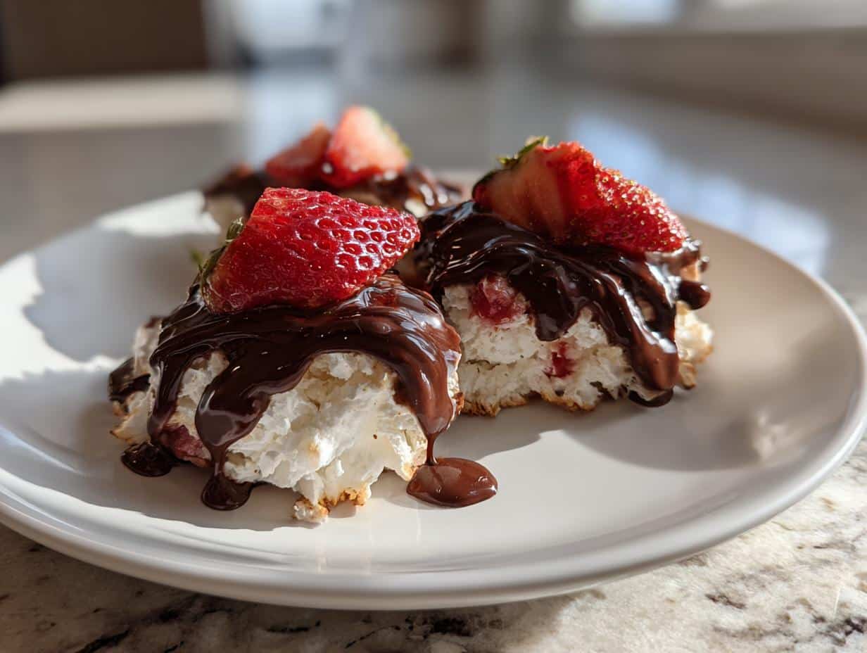 Strawberry Meringues Dipped in Chocolate - detail 1