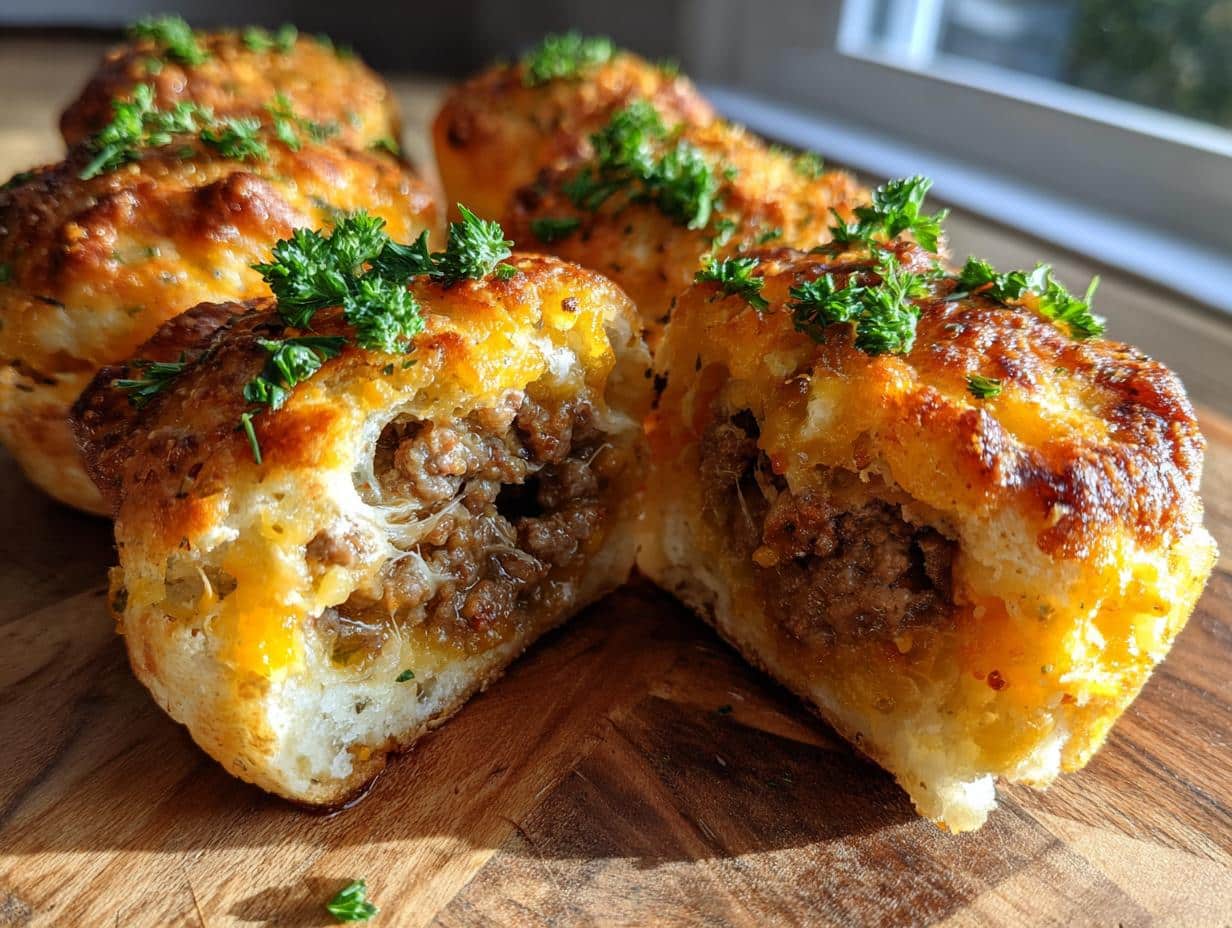garlic parmesan cheeseburger bombs - detail 1