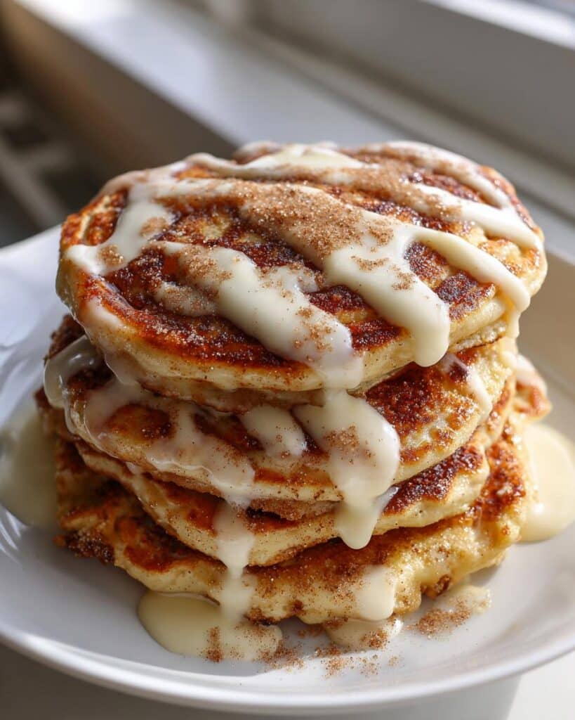 gingerbread cinnamon roll pancakes