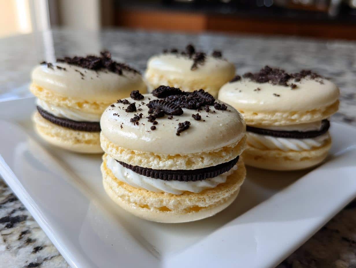 oreo macarons with vanilla cream filling - detail 1