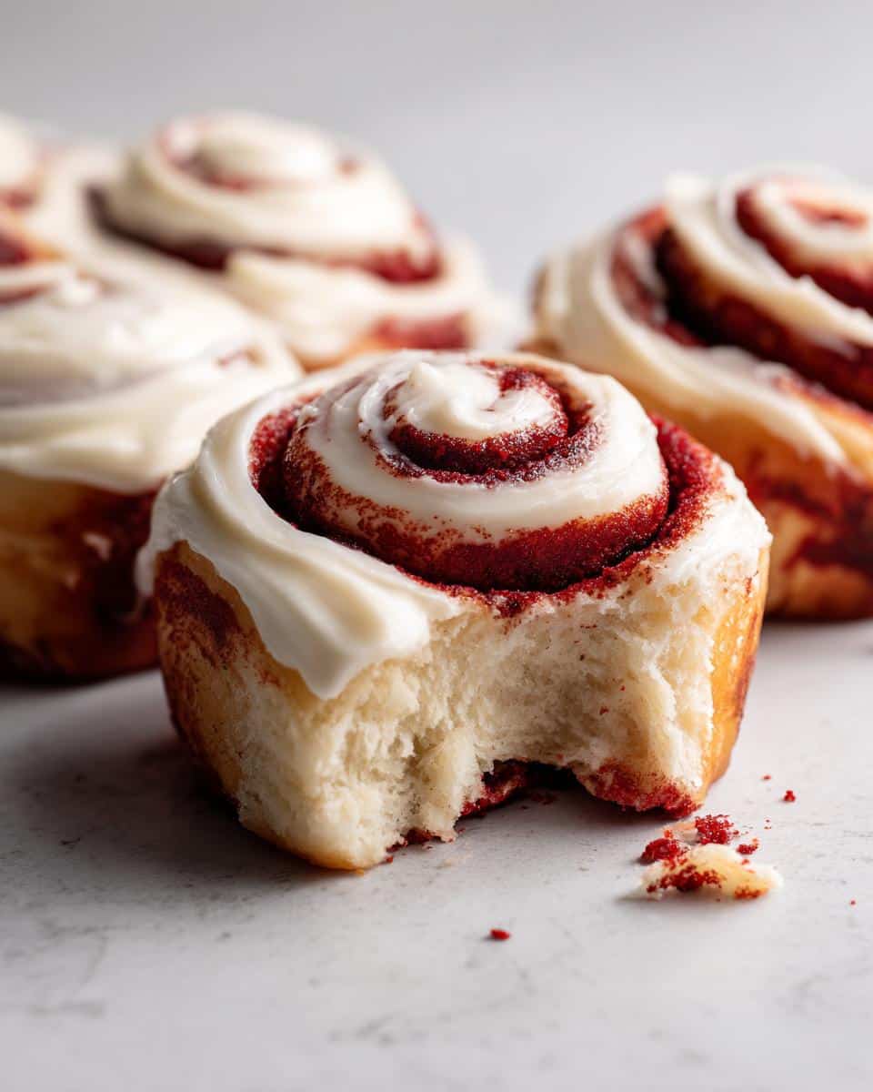 red velvet cinnamon rolls