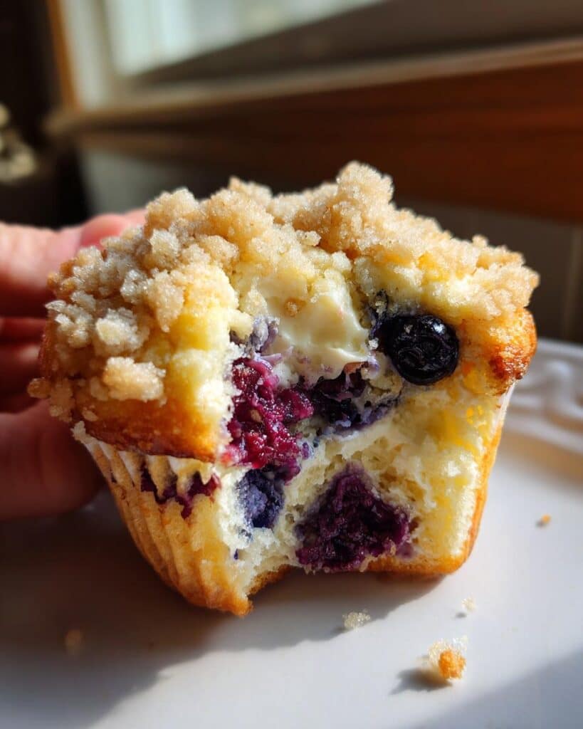 Blueberry Cheesecake Crumble Muffins