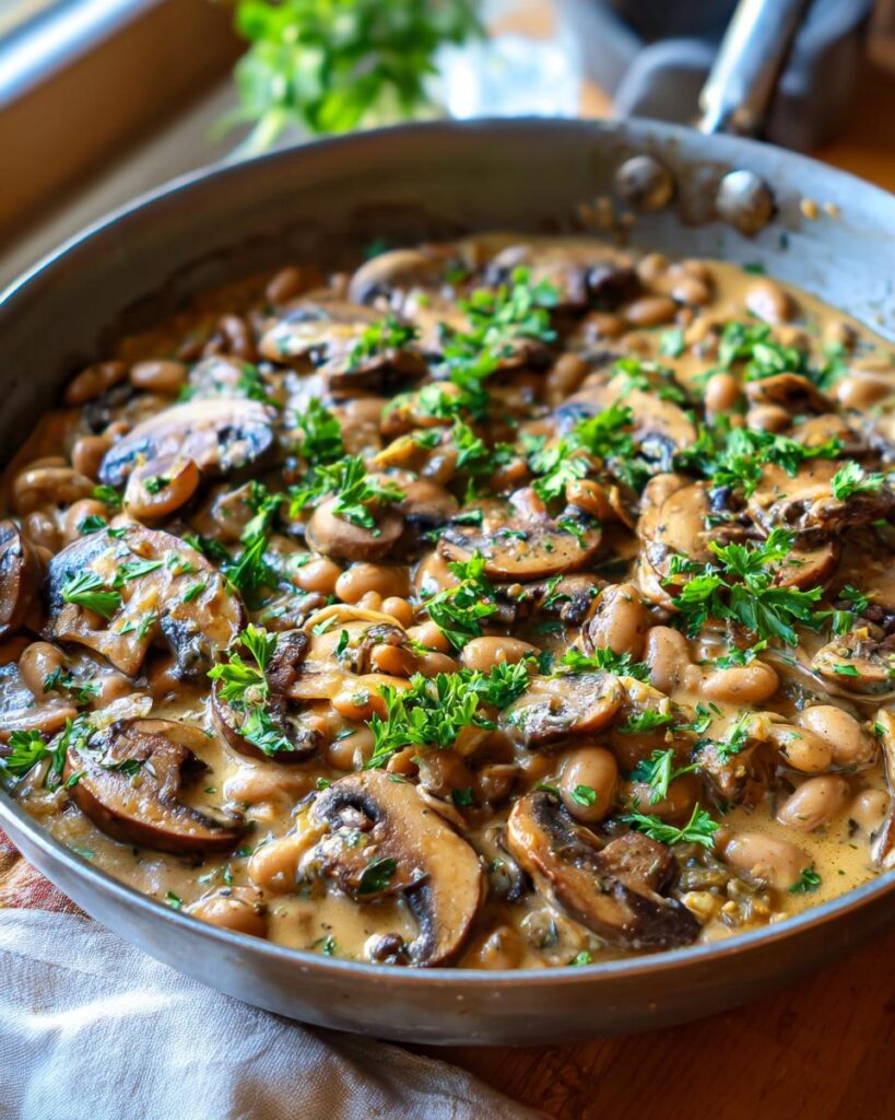 Creamy Mushroom and White Bean Skillet